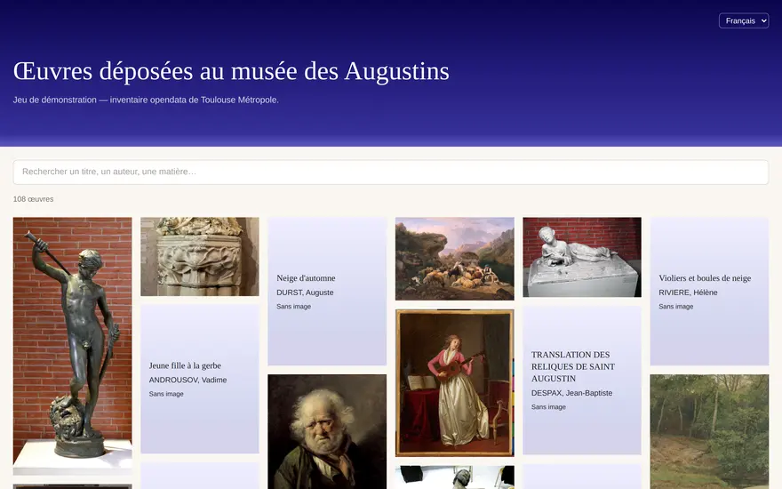 Le opere depositate al musée des Augustins di Tolosa, presentate a mosaico.